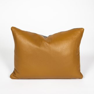 Brown Leather + Tweed Pillow